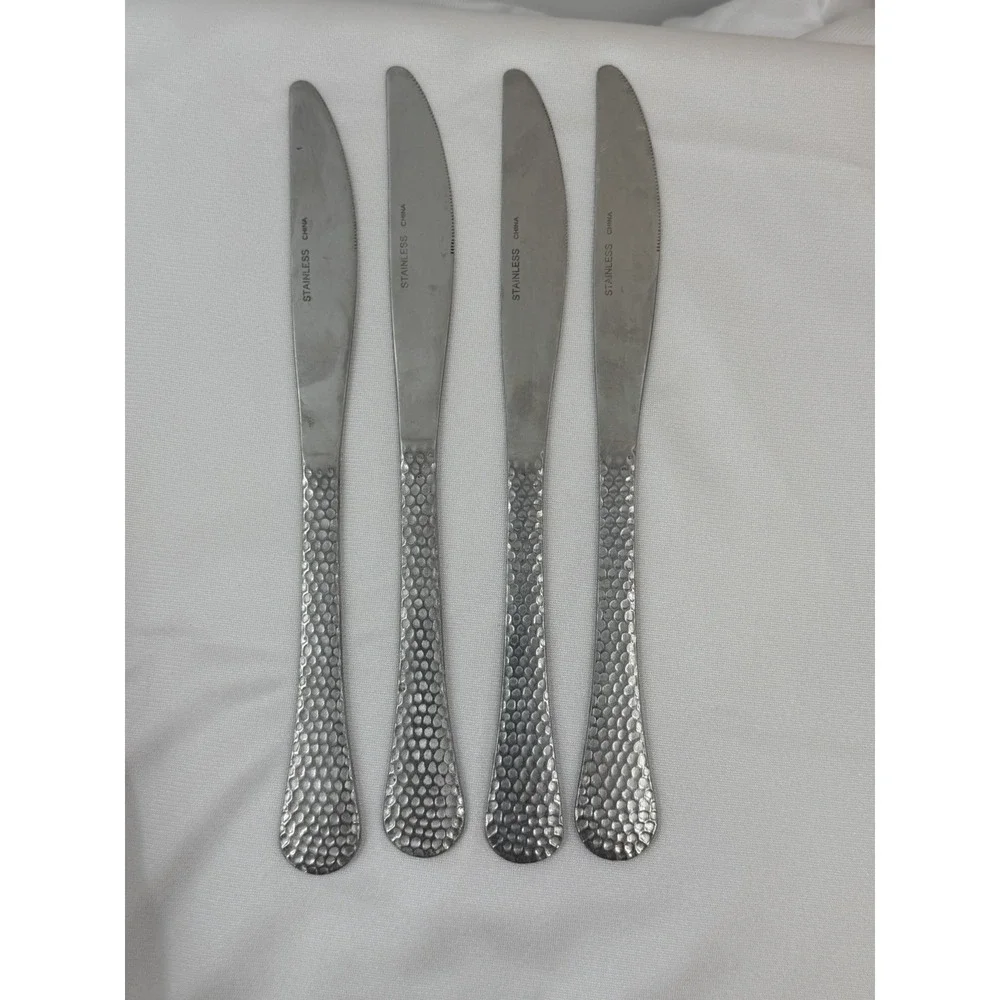 Farberware Pebble Beach Hammered Stainless Dinner Knives Set of 4 HTF Retired